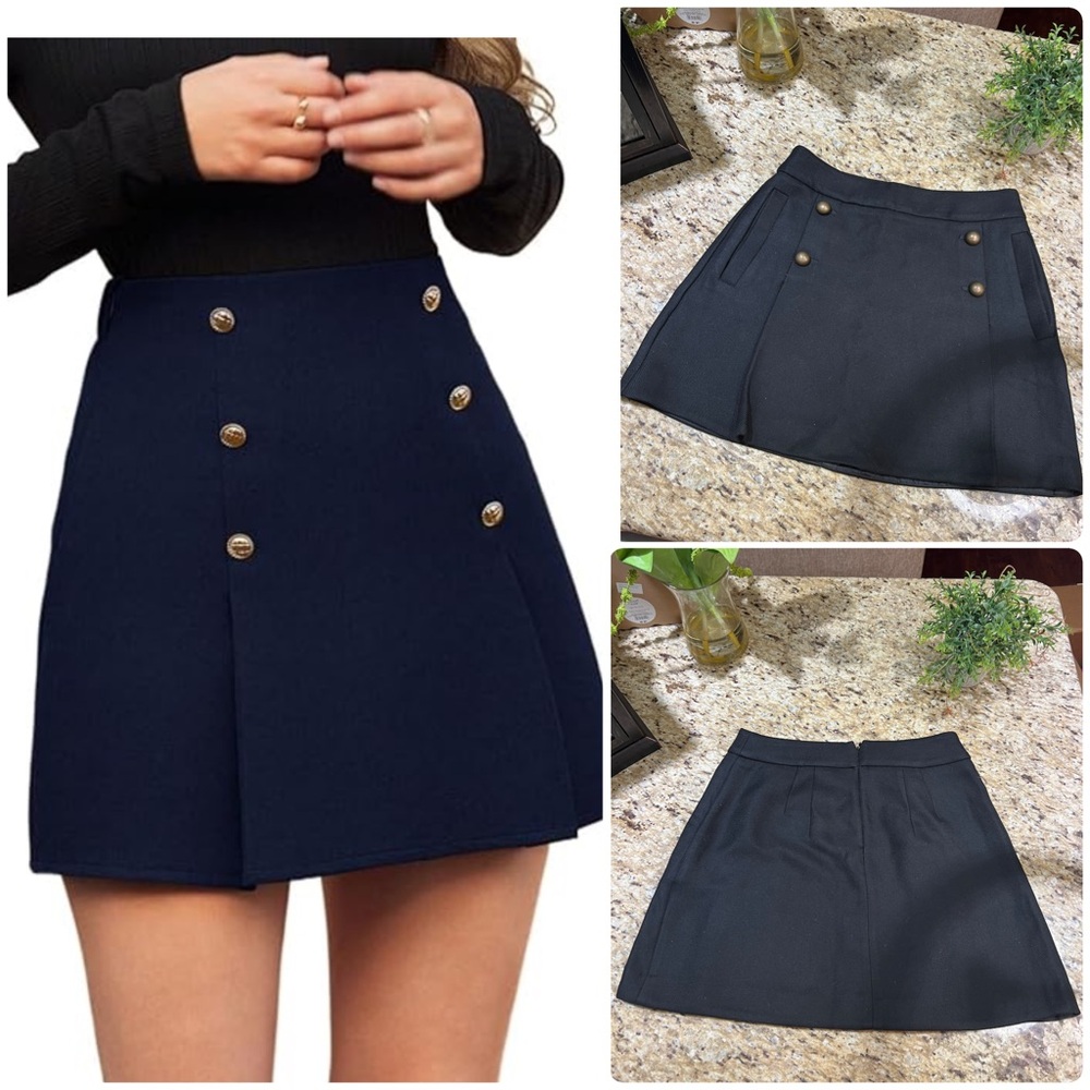 Express Sailor Style Black Mini Skirt w/ Pockets 8
